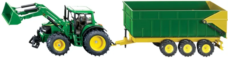 John Deere with front loader and trailer – 1843 by Siku – product photo