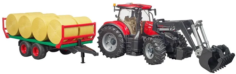 Case IH Optum 300CVX + bale transport trailer – 03198 · 1:16 by Bruder – product photo