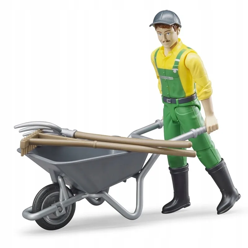 Boer met Kruiwagen Figuur 1:16 - Speelgoed Boerderij de Bruder – photo du produit