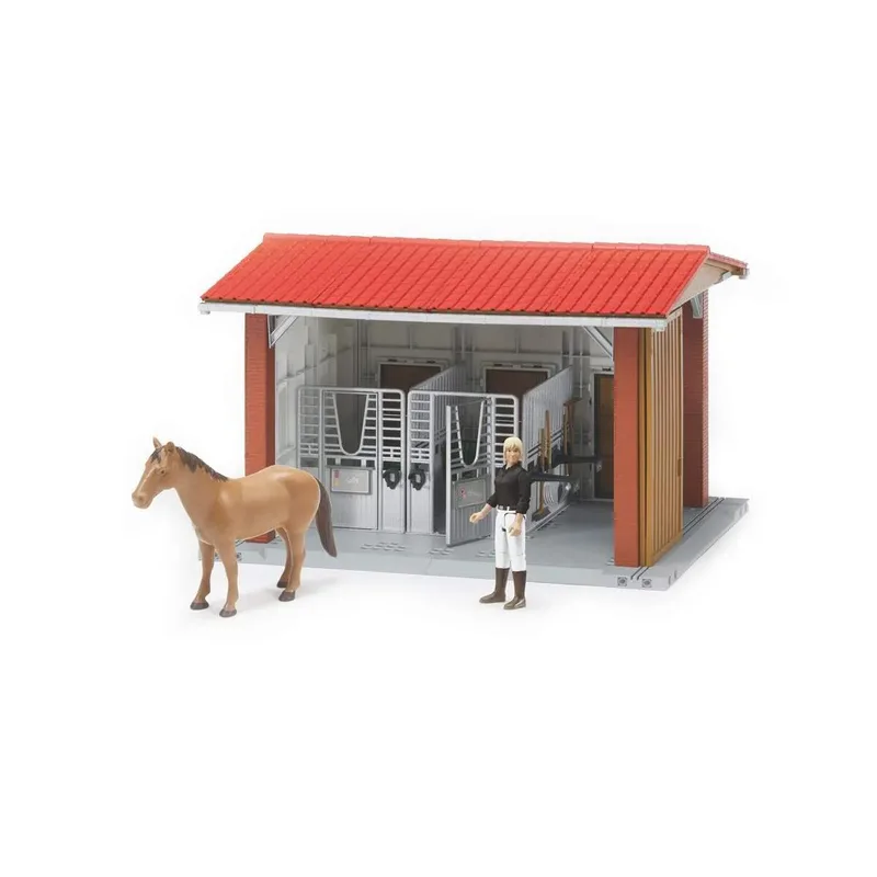 BRUDER® 62520 bworld Reitstall mit Figur, Pferd und Stallzubehör, 1 Stück, 3-fach sortiert från Bruder – produktbild