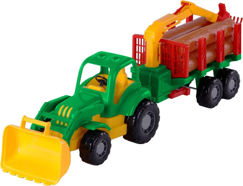 Klassieke Tractor met Aanhangwagen en Hout, 61cm by Cavallino in Multi kleuren – product photo