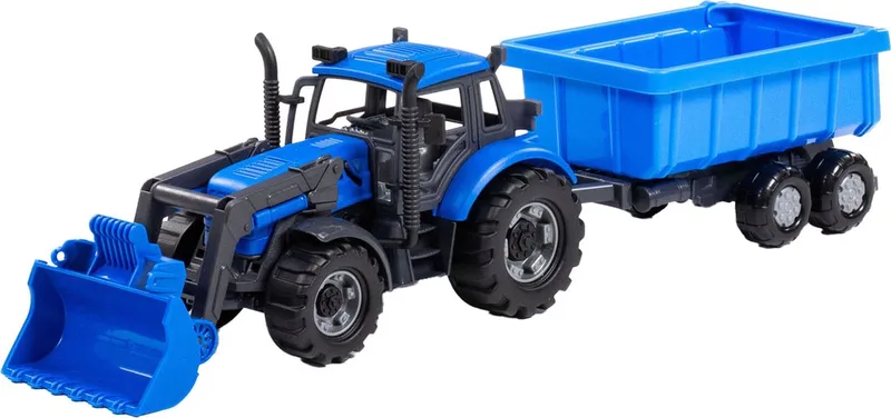 Tractor met Lader en Aanhang Kiepwagen Schaal 1:32 by Cavallino in Blauw – product photo