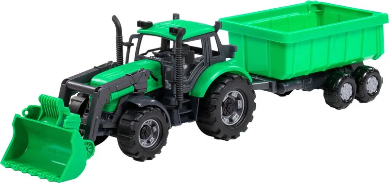 Tractor met Lader en Aanhang Kiepwagen Schaal 1:32 by Cavallino in Groen – product photo