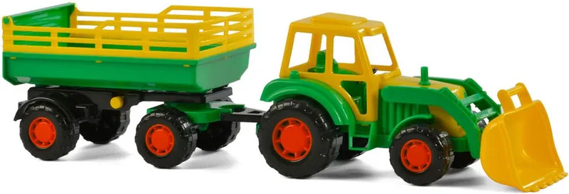 Tractor met Voorlader en Aanhanger von Cavallino in Groen – Produktfoto