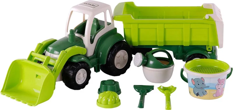 XL Tractor met Kiep- Aanhangwagen en Emmerset, 9dlg. by Cavallino in Groen – product photo