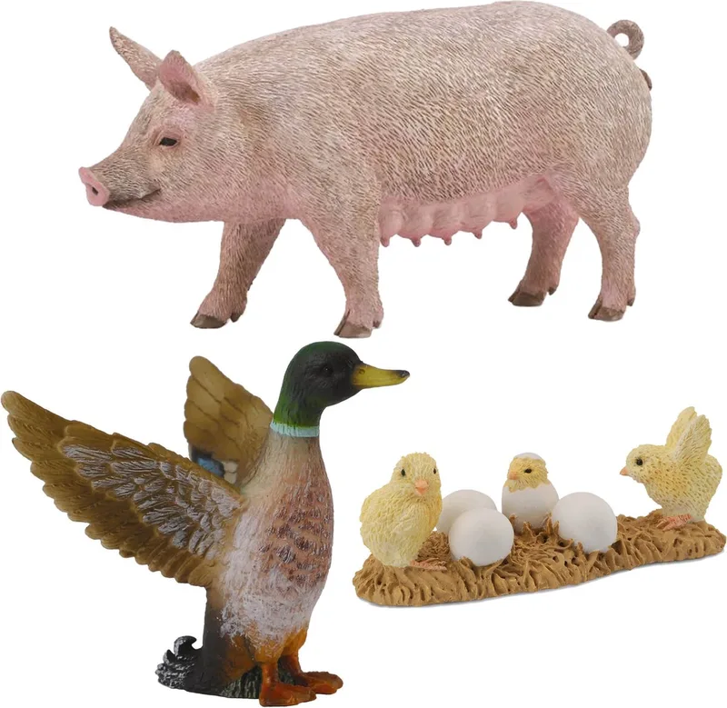 Boerderijdieren Set, Pluimvee 3+ från Collecta i Bruin – produktbild