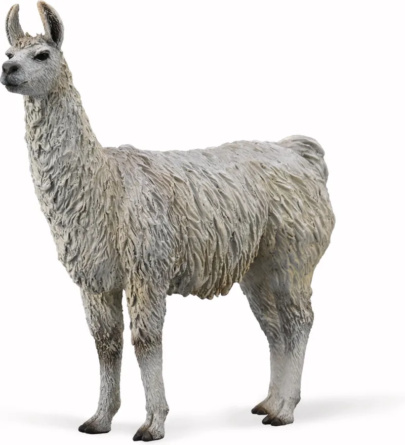 Figurine - Lama - (M) - Boerderijdieren - Handgeschilderd - Miniatuur fra Collecta i Grey – produktbillede