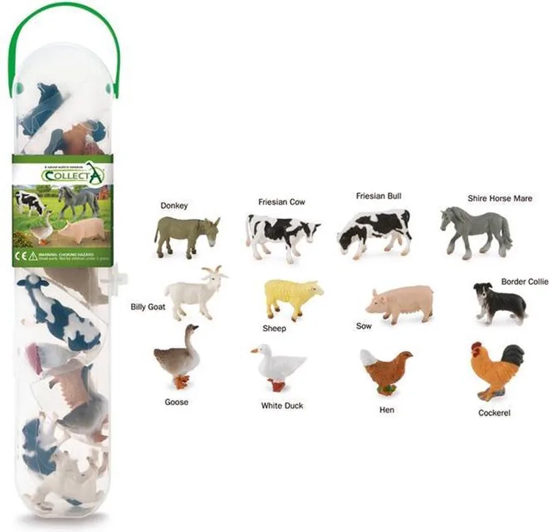 Figurine Mini Set - 12 Boerderijdieren - Boerderijdieren - Handgeschilderd - Miniatuur by Collecta in Multicolor – product photo