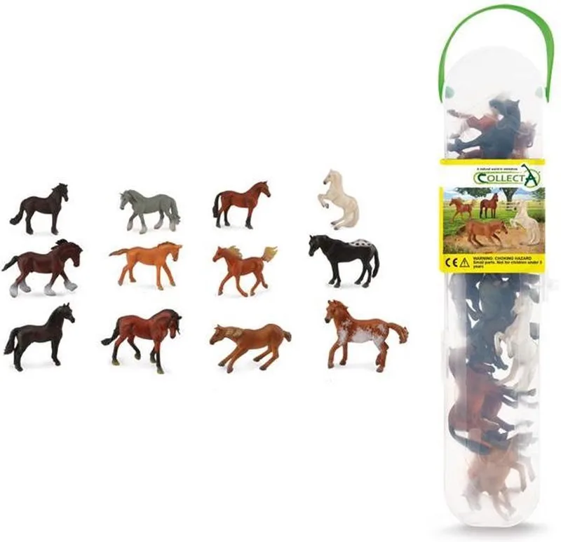 Figurine Mini Set - 12 Paarden - Paarden - Handgeschilderd - Miniatuur van Collecta in Meerkleurig – productfoto