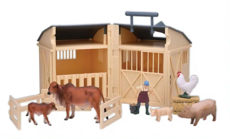 Gift Set / Paarden: SCHUUR met boer, boerderijdieren en accessoires, in geschenkdoos de Collecta en Multicolor – photo du produit