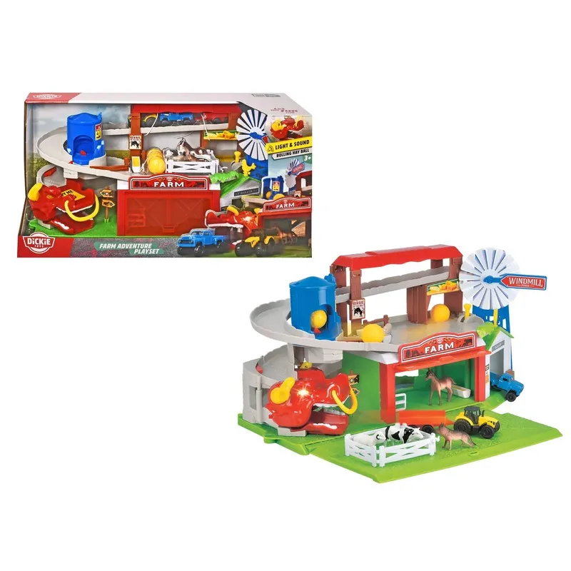 Bauernhof Spielset und Parkhaus – mit Licht und Sound fra Dickie Toys – produktbillede