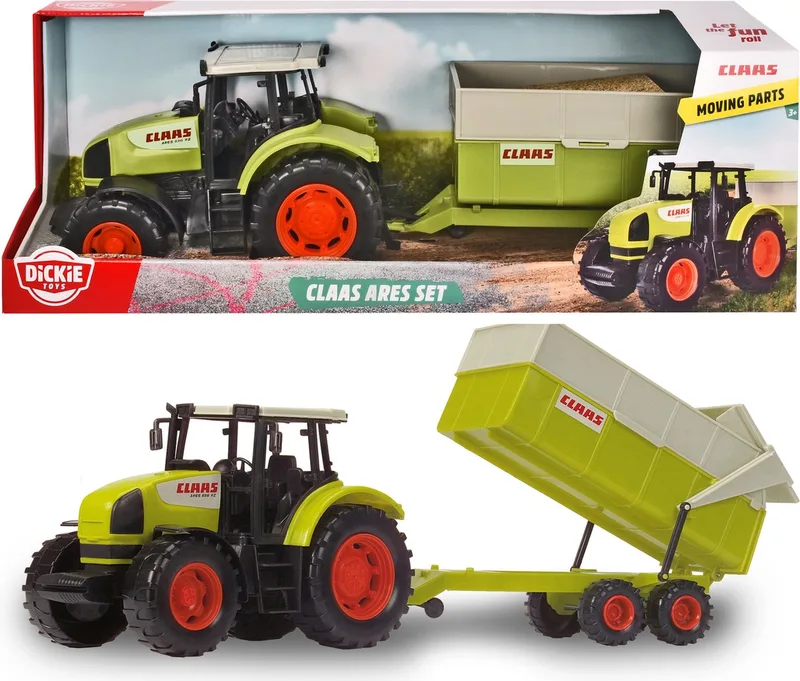 Claas - Tractor & Aanhangwagen - 57 cm - Speelgoedvoertuig fra Dickie Toys i Groen – produktbillede