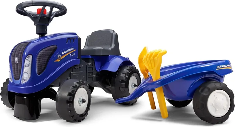 New Holland Looptractor - Tractor voor peuters 1-3 jaar met aanhanger från Falk i Blauw – produktbild