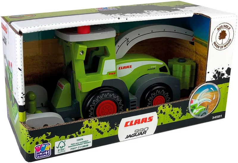 Spielzeug-Traktor CLAAS Kids Jaguar 990 Feldhäcksler, aus Holz fra Happy People i Grøn – produktbillede 4 af 4