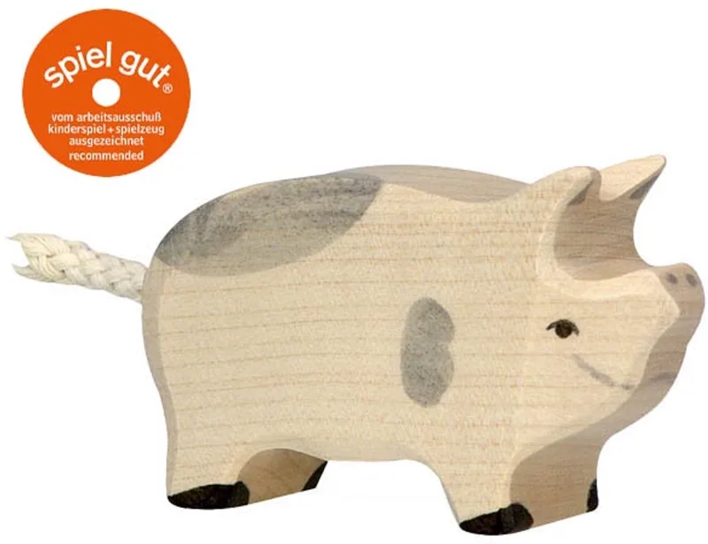 Boerderij - Big - 7X2X4Cm - Houten Figuur - Handgemaakt van Holztiger in Black – productfoto