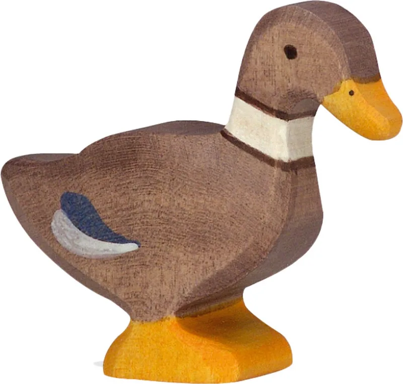 Boerderij - Eend - 7X2X6Cm - Houten Figuur - Handgemaakt van Holztiger in Brown – productfoto