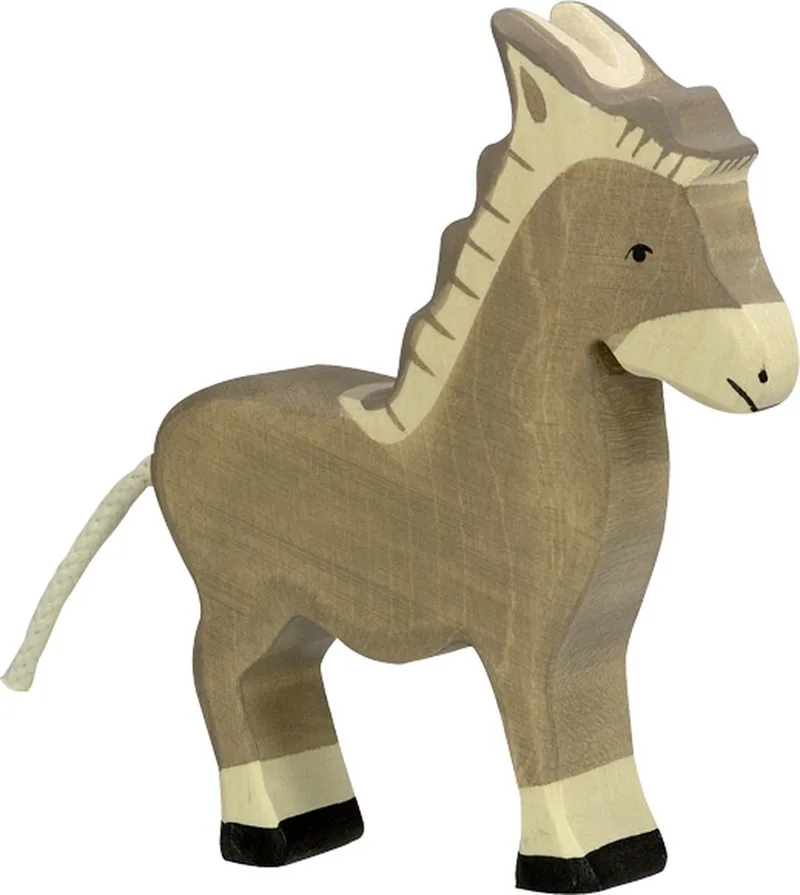 Boerderij - Ezel - 11X2X13Cm - Houten Figuur - Handgemaakt van Holztiger in Grey – productfoto