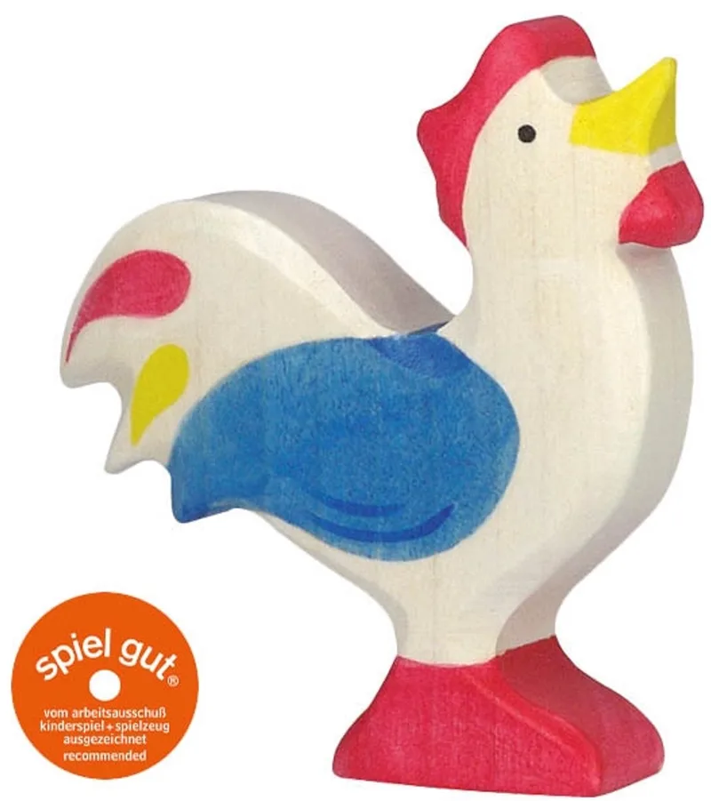 Boerderij: HAAN blauw 8x2x7cm, hout van Holztiger in Multicolor – productfoto