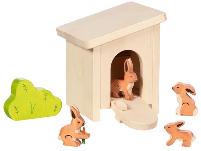 Boerderij - Konijnenhok - 16X15X18,5Cm - Met 4 Konijnen En Een Struik - 3 Jaar van Holztiger in Multicolor – productfoto