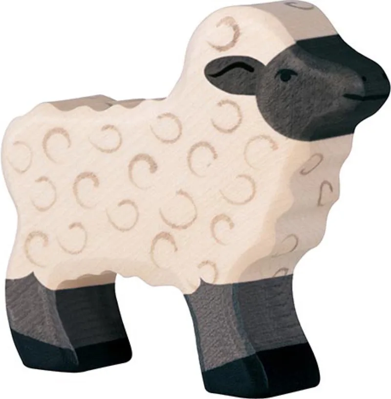 Boerderij - Lam - 7X2X6,5Cm - Houten Figuur - Handgemaakt van Holztiger in Black – productfoto