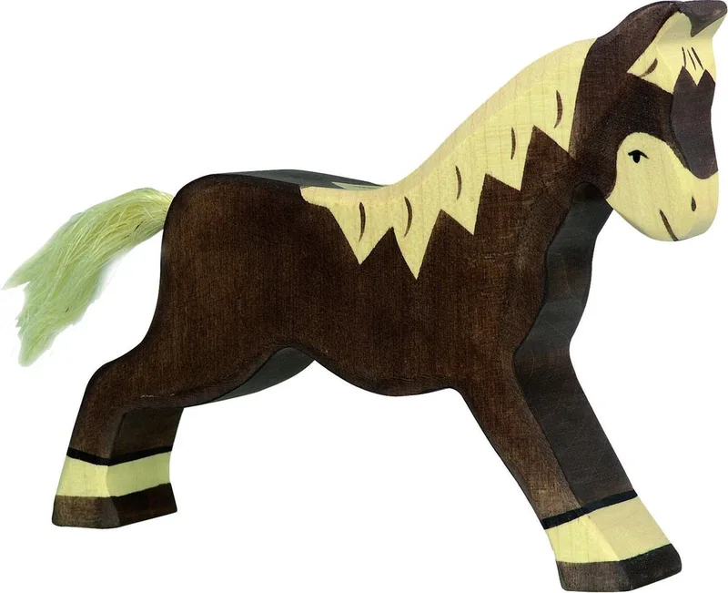 Boerderij - Paard Donkerbruin - 16X3X14Cm - Houten Figuur - Handgemaakt by Holztiger in Brown – product photo