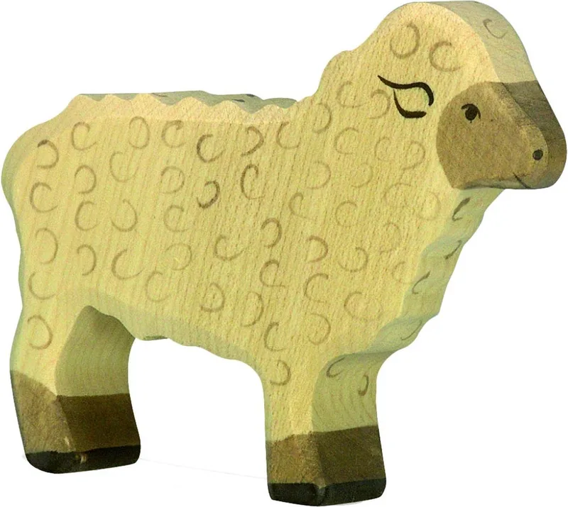 Boerderij - Schaap Staand - 11X2X9Cm - Houten Figuur - Handgemaakt van Holztiger in Brown – productfoto