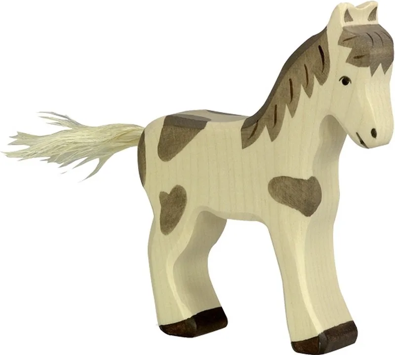 Boerderij - Veulen Gevlekt - 10X2X12Cm - Houten Figuur - Handgemaakt van Holztiger in Multicolor – productfoto