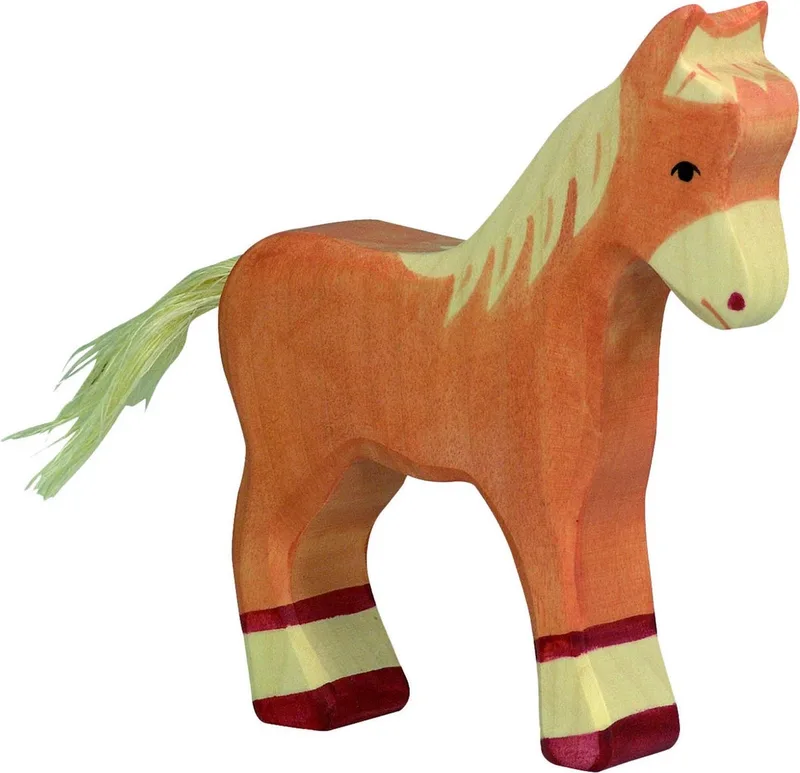 Boerderij - Veulen Lichtbruin - 11X2X13Cm - Houten Figuur - Handgemaakt van Holztiger in Brown – productfoto