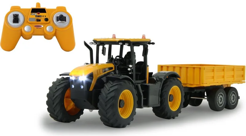 RC voertuig Landbouwvoertuigen - 405305 RC Tractor JCB Fastrac met Kieptrailer - 2,4GHz RC Model Kant en Klaar - 1:24 by Jamara in Geel – product photo