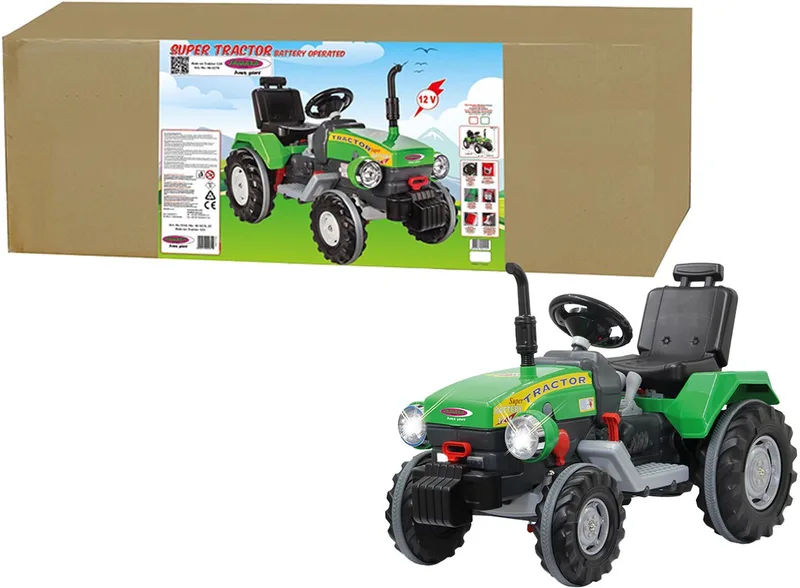 Ride-on Tractor - Elektrisch Kinderspeelgoed - Power Drag - 12 V Accu Voertuig fra Jamara i Groen – produktbillede