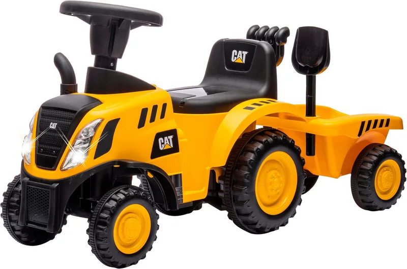 Rutscher Caterpillar Traktor mit Anhänger 2in1, mit Licht- und Soundeffekten sowie Hupe fra Jamara i Gelb – produktbillede