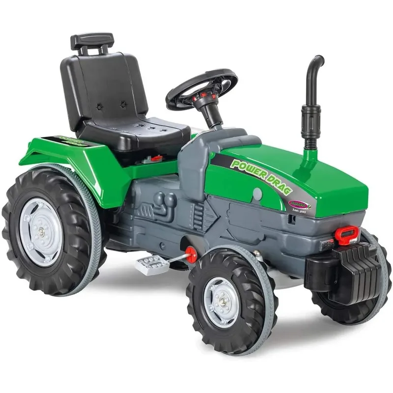 Tret-Traktor Power Drag grün fra Jamara i Sort, Grøn – produktbillede