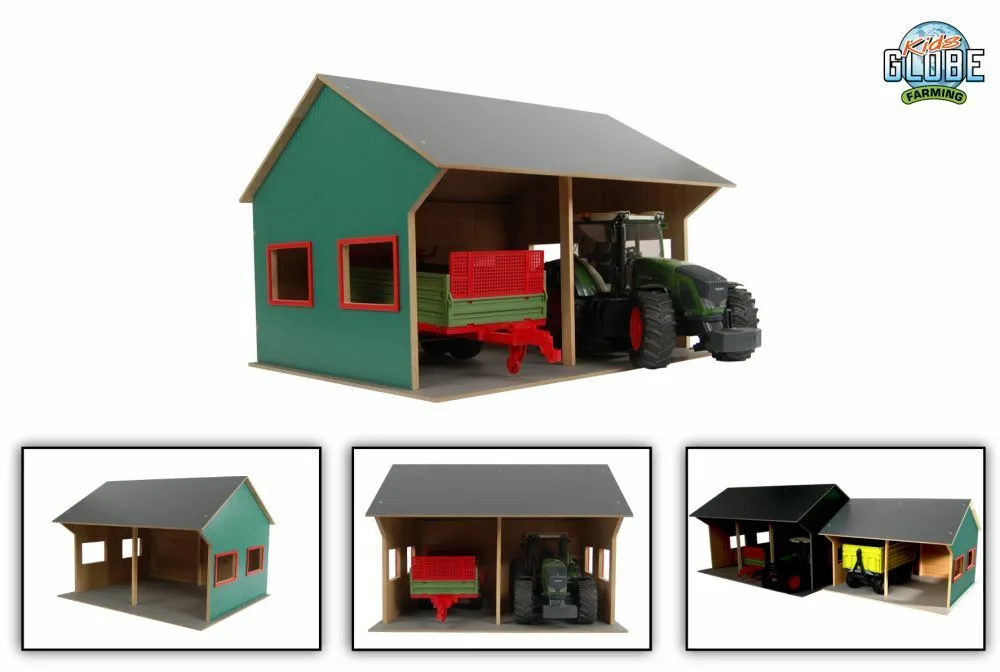 Hangar agricole pour 2 véhicules 1:16 44x53x37 de Kids Globe – photo du produit