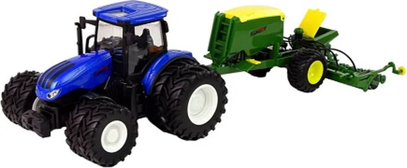 Bestuurbare trekker - RC tractor - Inclusief zaaimachine från Korody i Blauw, geel, groen – produktbild