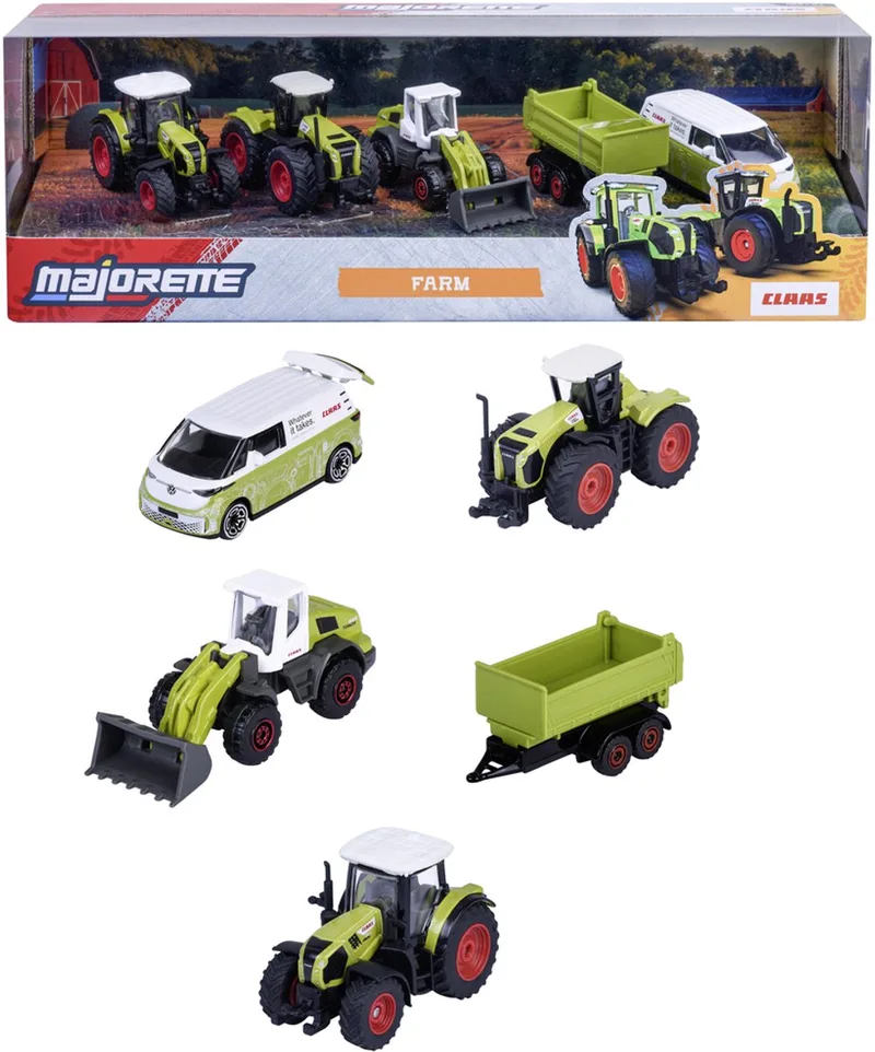 Geschenkdoos 5 model tractor's Claas - Die cast schaal 1:64 - 8503105002 fra Majorette i Multi Color – produktbillede