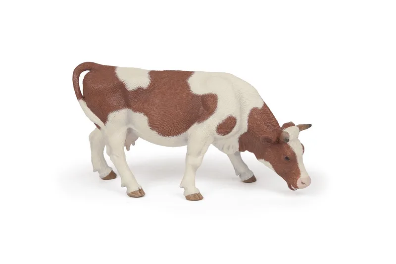 Speelfiguur - Boerderijdier - Koe - Simmenthaler - Grazend by Papo in Multicolour – product photo