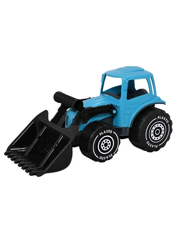 Tractor with frontloader. Turquoise. 32 cm