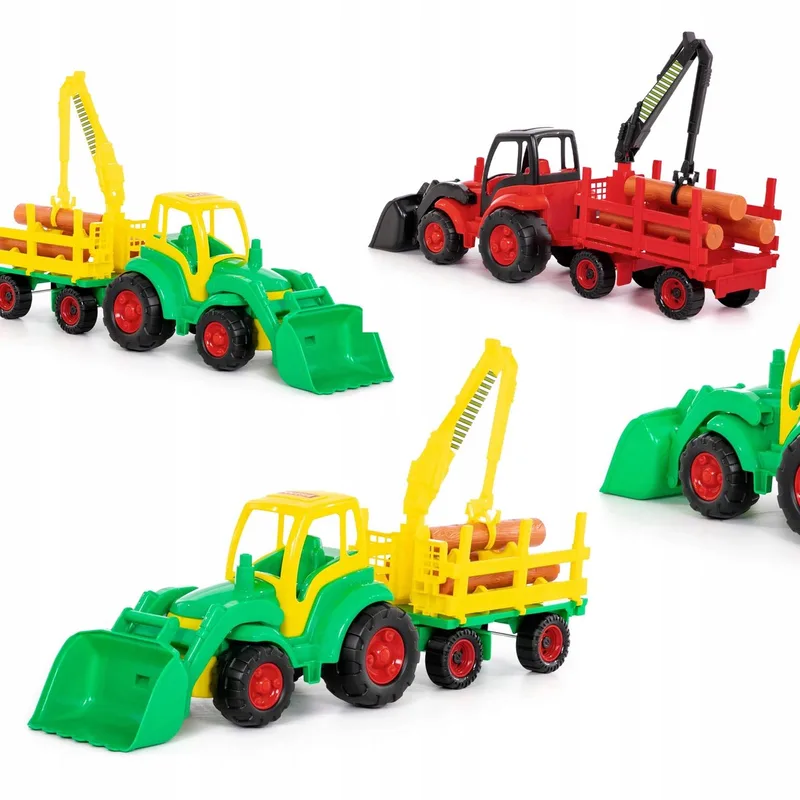 Mistrz Tractor met Laadschop & Houtaanhanger - 86cm van Polesie – productfoto