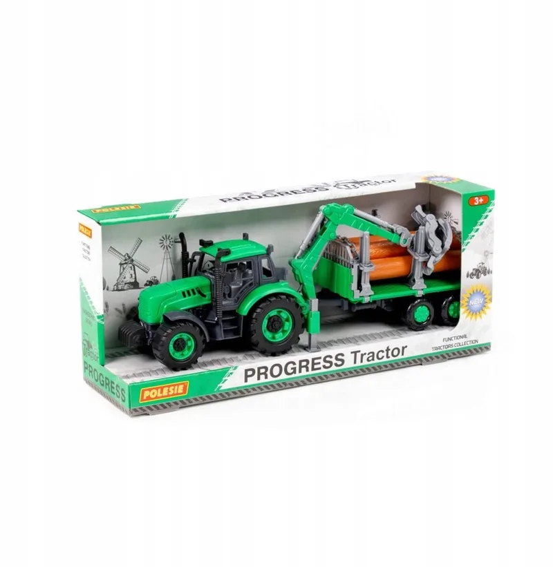 Traktor Progres Inercia met Lader in Aanhanger de Polesie en Groen – photo du produit