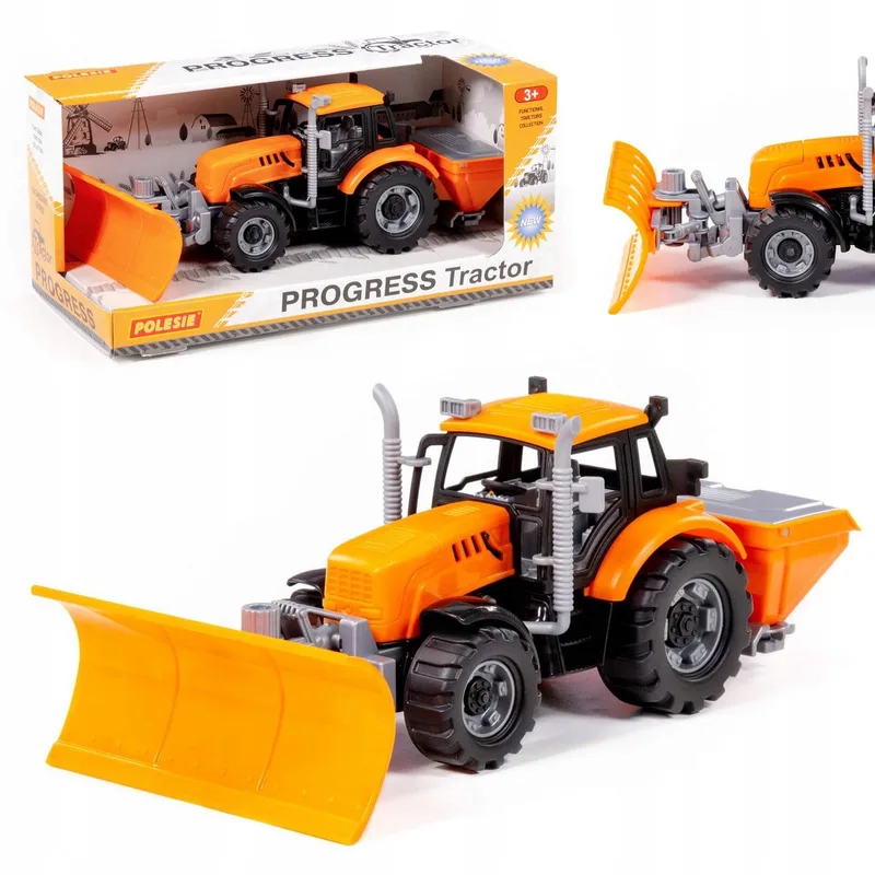 Traktor Progress met Sneeuwschuiver - Speelgoedtractor by Polesie in Oranje – product photo