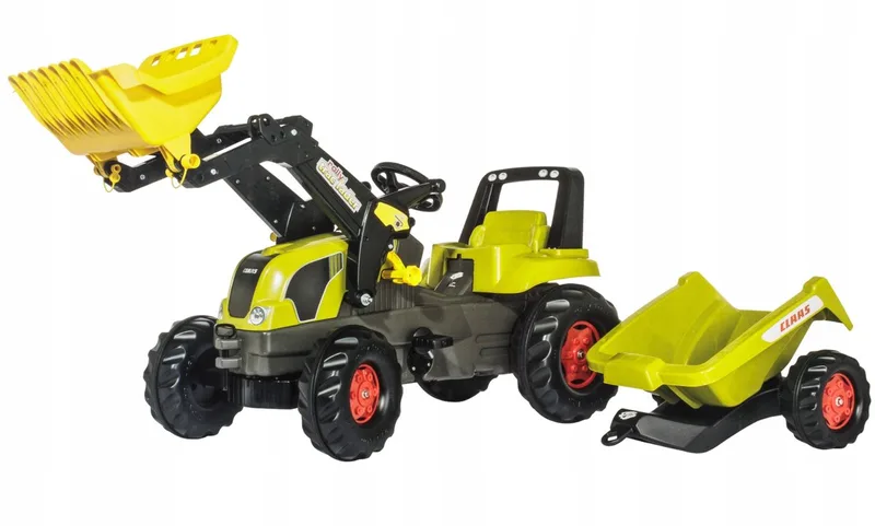 Claas Traktor met Aanhanger - Trappertje voor Kinderen från Rolly Toys i Geel – produktbild