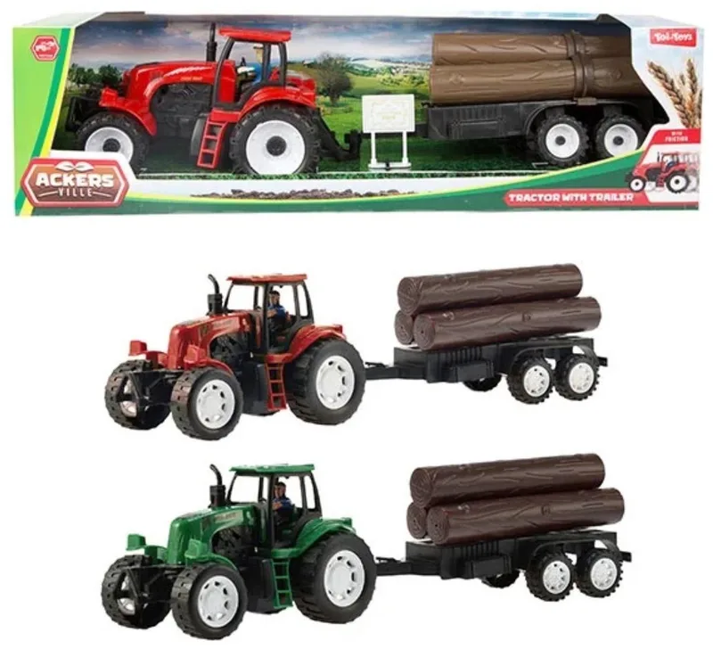 Frictie Tractor Met Aanhanger MEDIUM fra Toi-Toys i Flerfarvet – produktbillede