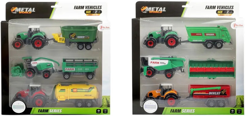 Metal Tractor met Aanhanger, 6dlg. fra Toi-Toys i Flerfarvet – produktbillede