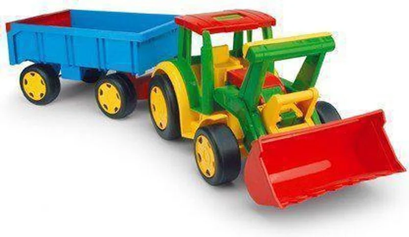 Giant Tractor with Trailor and Shovel fra Wader i Gul, Rød, Blå – produktbillede