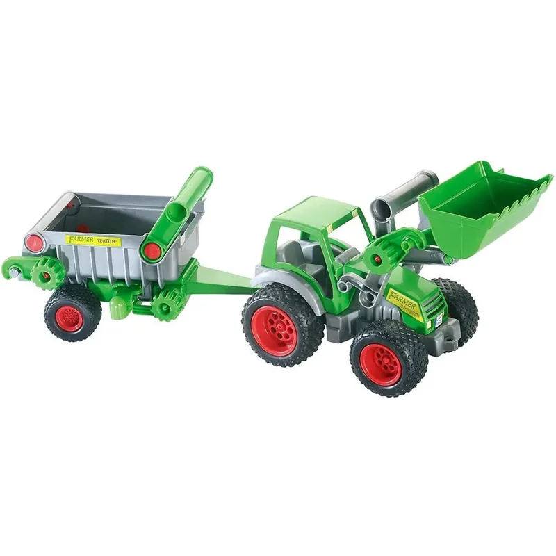 Traktor mit Frontlader und Kippanhänger fra Wader i Grøn – produktbillede