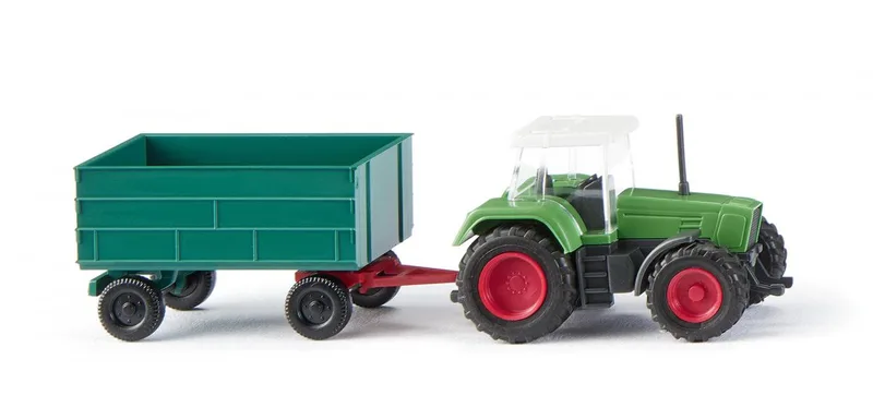 Fendt Favorit with trailer – 096002 · 1:160 by Wiking – product photo