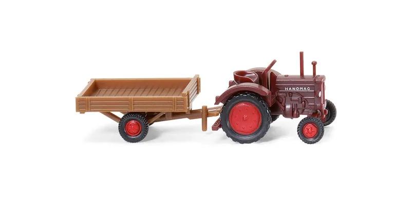 Hanomag R 16 with trailer weinrot/braun – 095302 · 1:160 by Wiking – product photo
