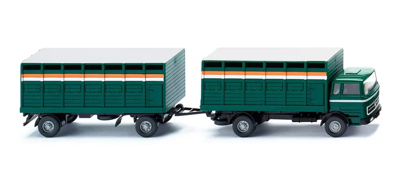 Viehtransporthängerzug (MB) - moosgrün – 056503 · 1:87 de Wiking – photo du produit