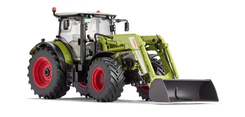 Claas Arion 650 with front loader – 077325 · 1:32 by Wiking – product photo