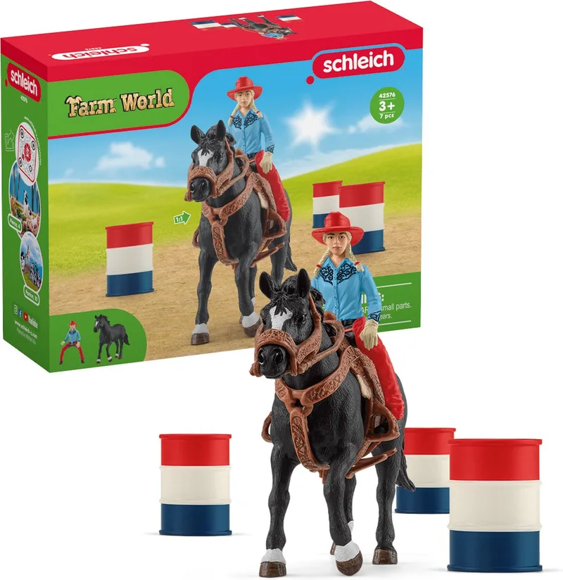 42576 Cowgirl Barrel Racing Fun fra Schleich – produktbillede